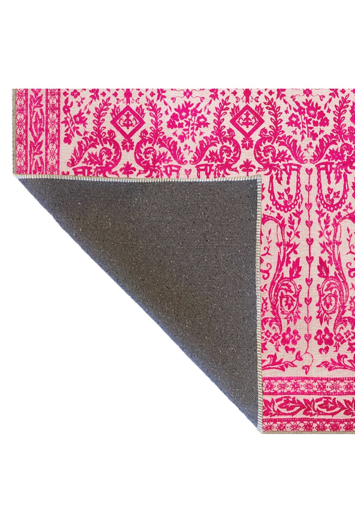 Pembe Bej Temalı Motifli Etnik Desenli Vintage Dekoratif Halı 3446