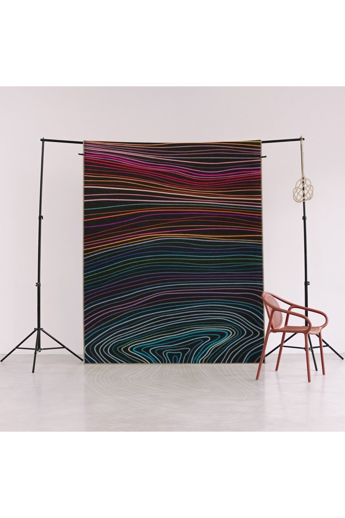Koyu Ton Çok Renkli Soyut Dalgalı Spiral Desenli Kreatif Modern Dekoratif Halı 2348