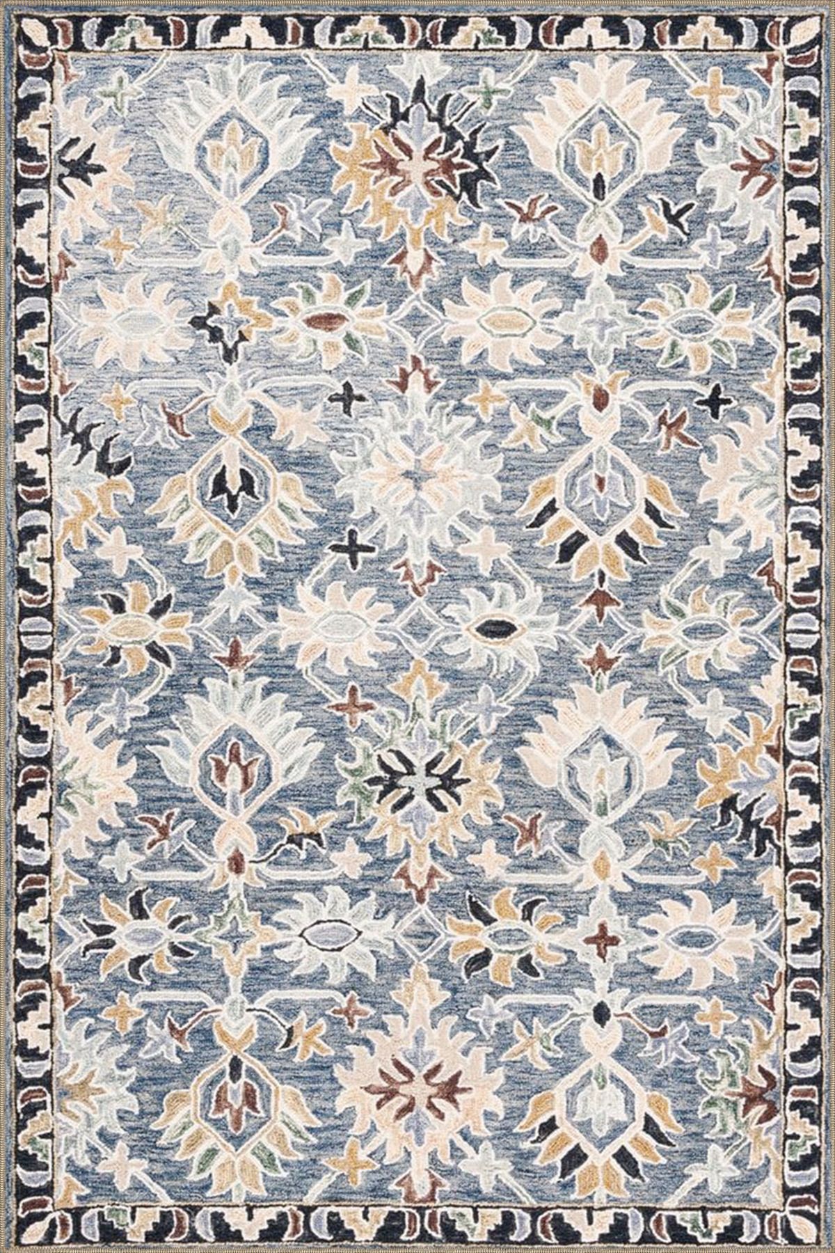 Beyaz Temalı Çiçekli Desenli Dekoratif ve Dokuma Taban Yıkanabilir Halı miravip8881