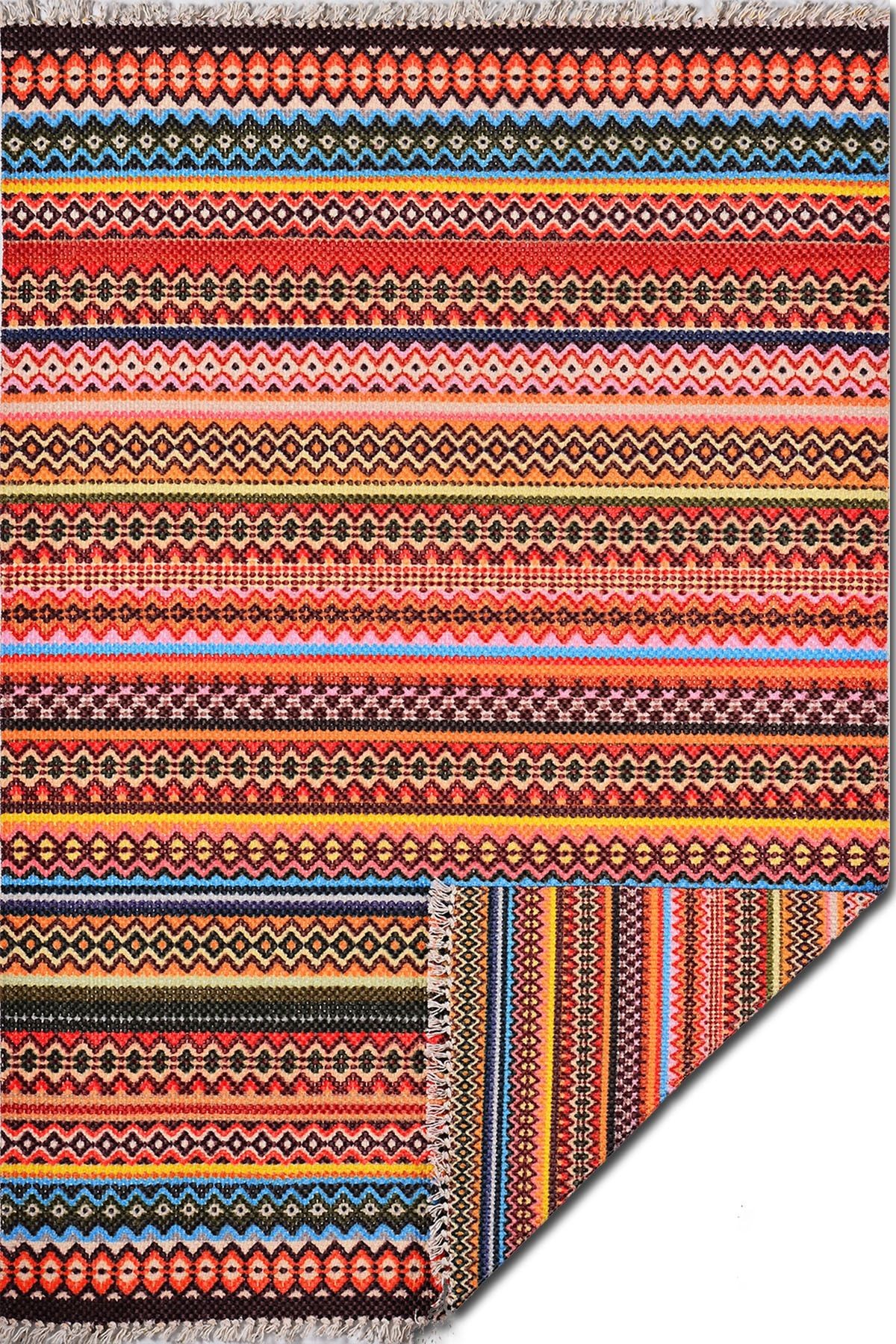 Kilim Alara Multy 3205 Çok Renkli Çift Taraflı Dokuma Kilim Halı