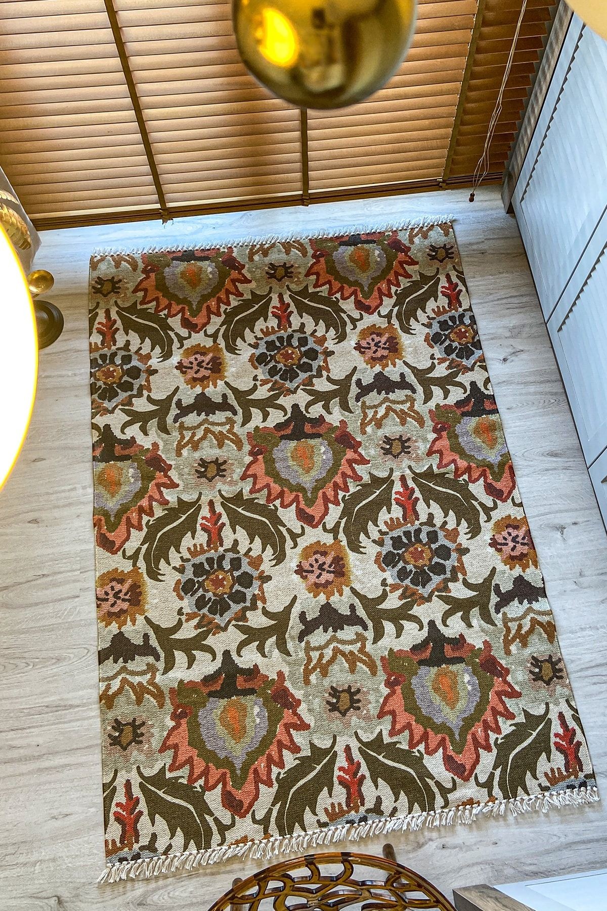 Cotton 521 Etnik Ve Çiçek Desenli Kilim