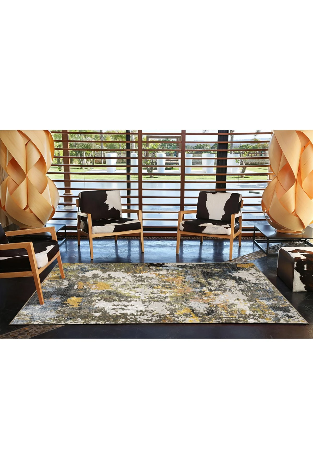 Çok Renkli Abstract Soyut Desenli Kreatif Modern Dekoratif Halı 3925