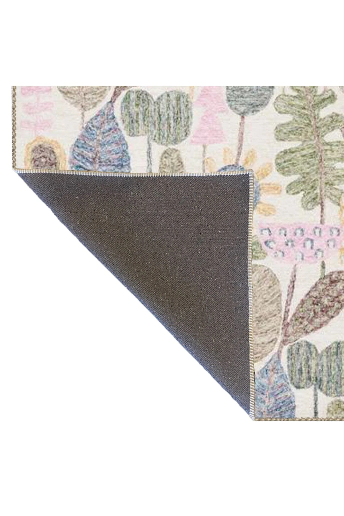 Krem Kaktüs Pastel Boyalı Çiçekli Sarmaşık Dokuma Taban Yıkanabilir Halı miravip8343