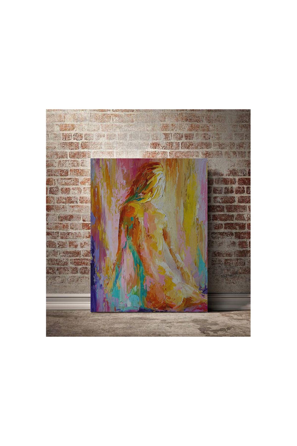 Kanvas Tablo Sulu Boyalı Kadın Karışık Renkli Desenli Renkli Temalı Modern Tablo