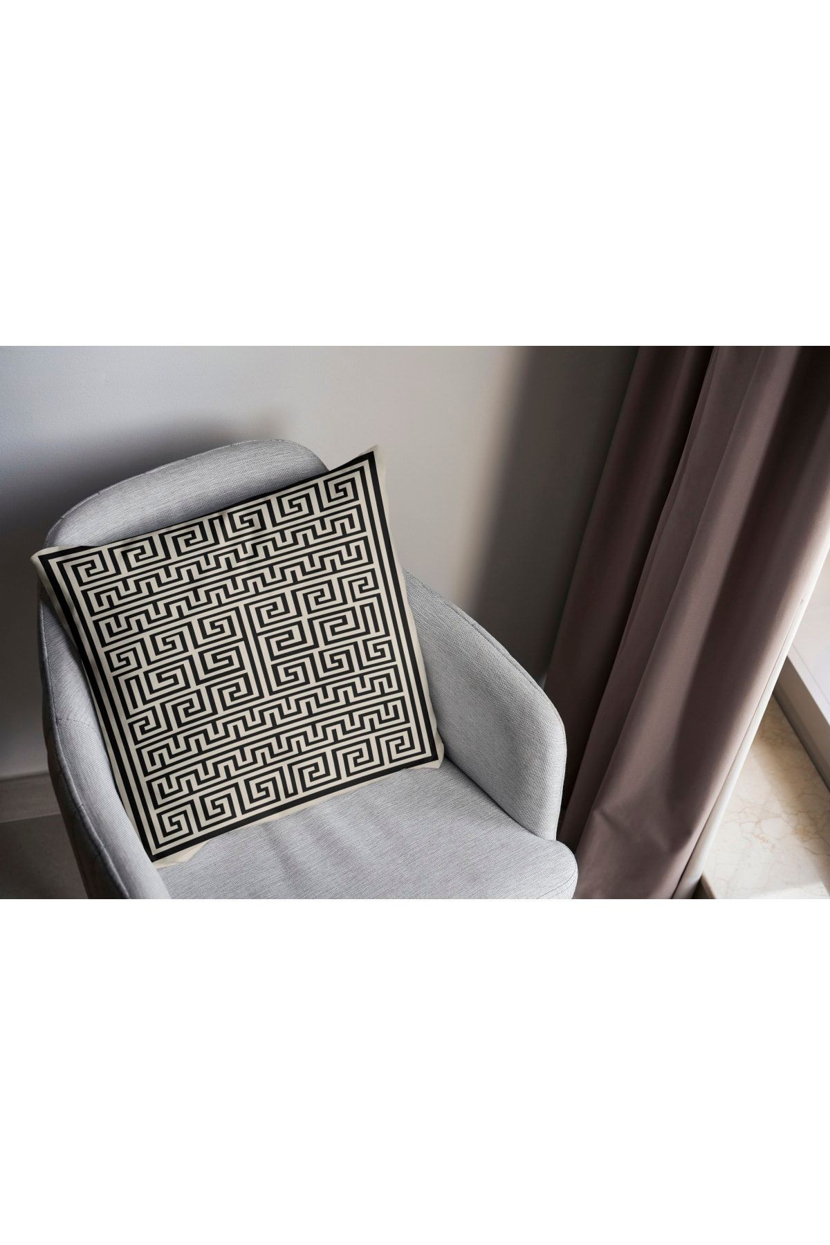 Kırlent 1115 Siyah Bej Geometrik Desen Kırlent Kılıfı Pillow19