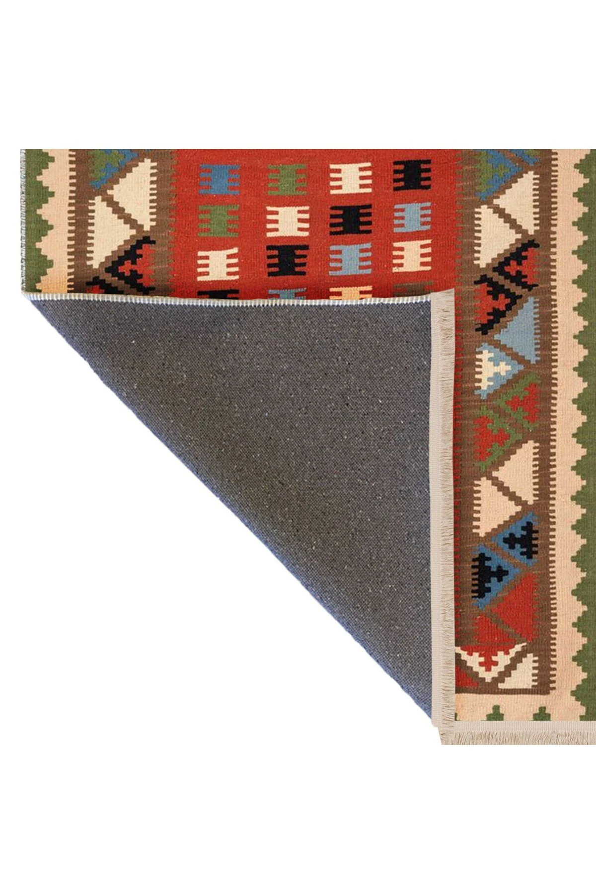 İnci Koleksiyonu Çok Renkli Geometrik Desenli Dokuma Taban Vintage Dekoratif Halı inci24