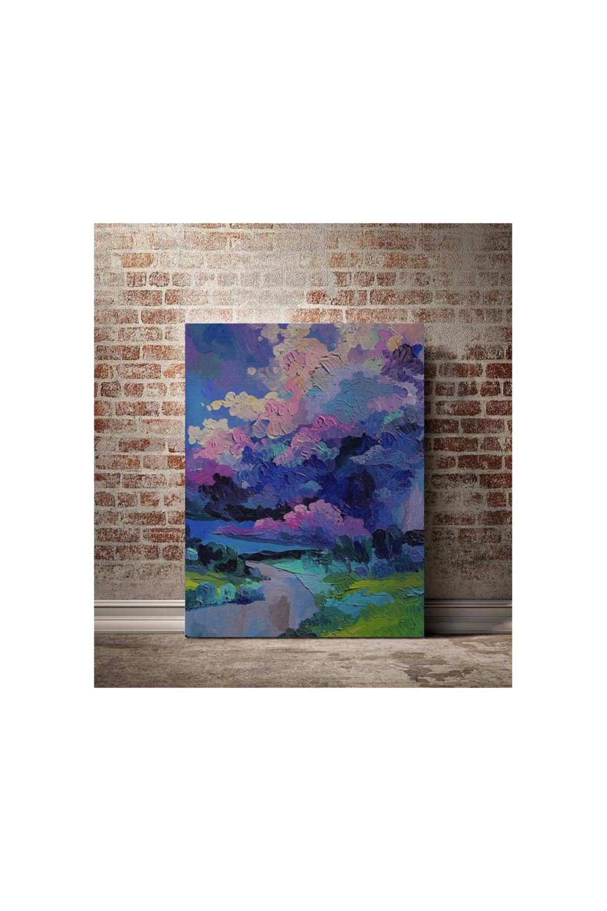 Kanvas Tablo Pastel Boyalı Bulutlu Desenli Modern Tablo
