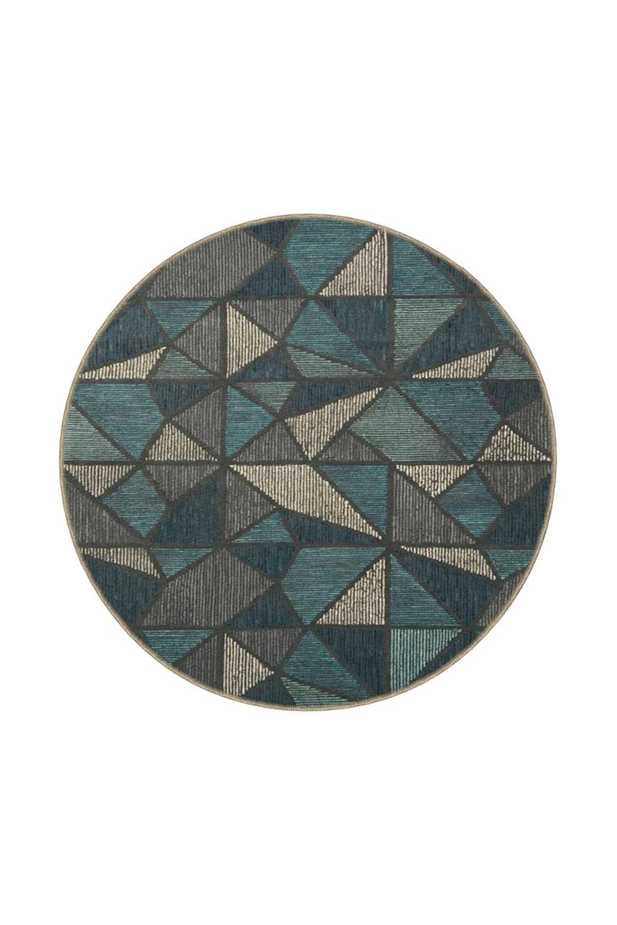 Yeşil Krem Geometrik Desenli Dokuma Taban Halı miravip338