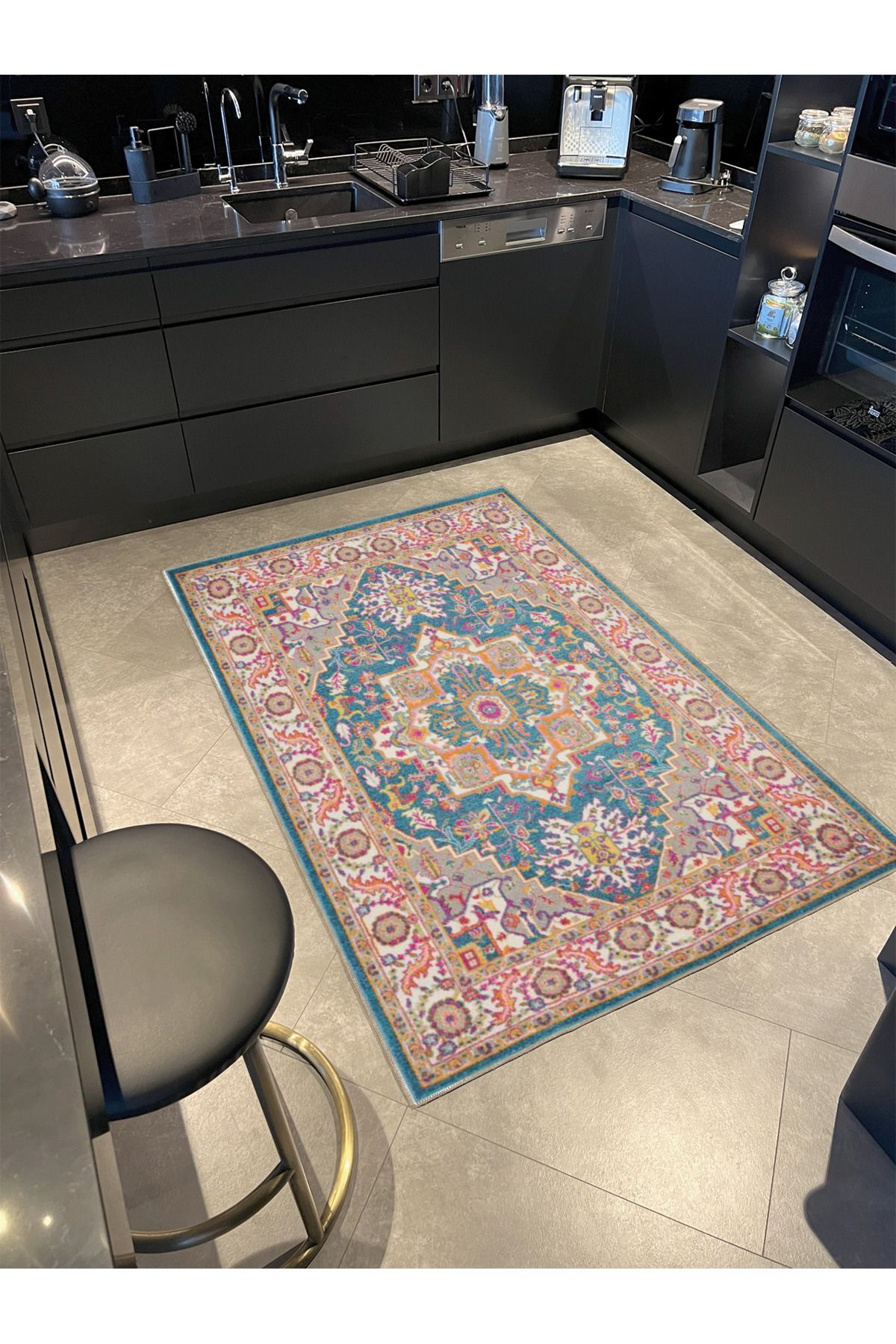 Gelenksel Açık Kırmızı Renkli Desenli Dokuma Taban ve Dekoratif Halı miravip625