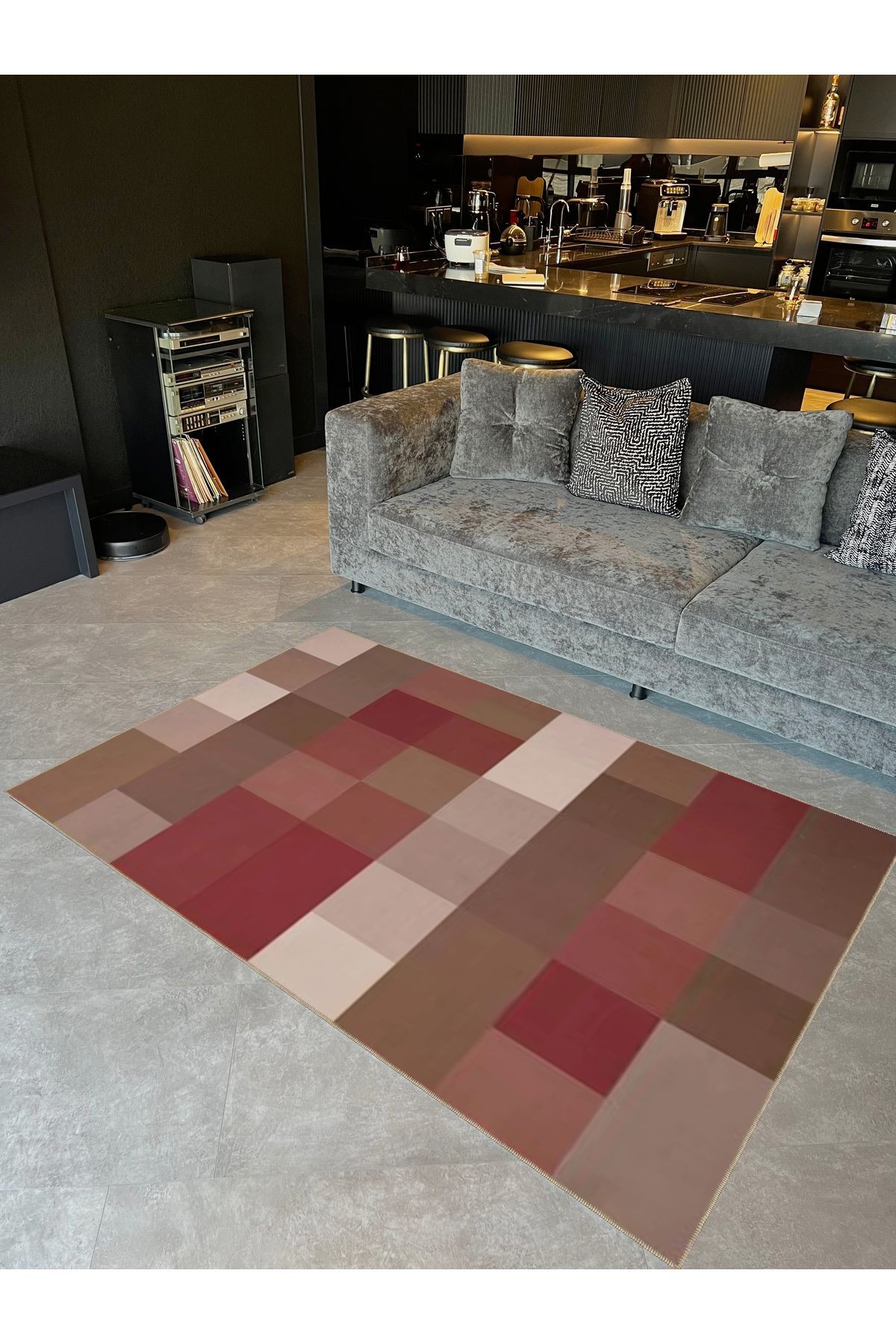 Ametist Serisi Çok Renkli Piksel Patchwork Desenli Dokuma Taban Modern Dekoratif Halı ametist26