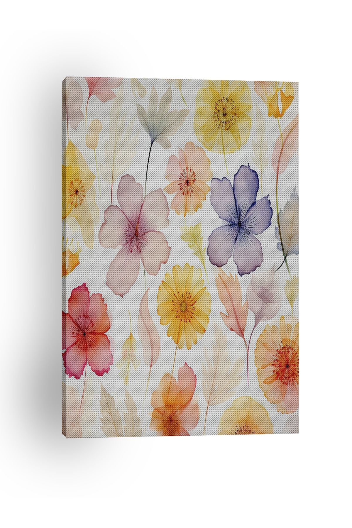 Kanvas Tablo Krem Temalı Floral Desenli Modern Tablo