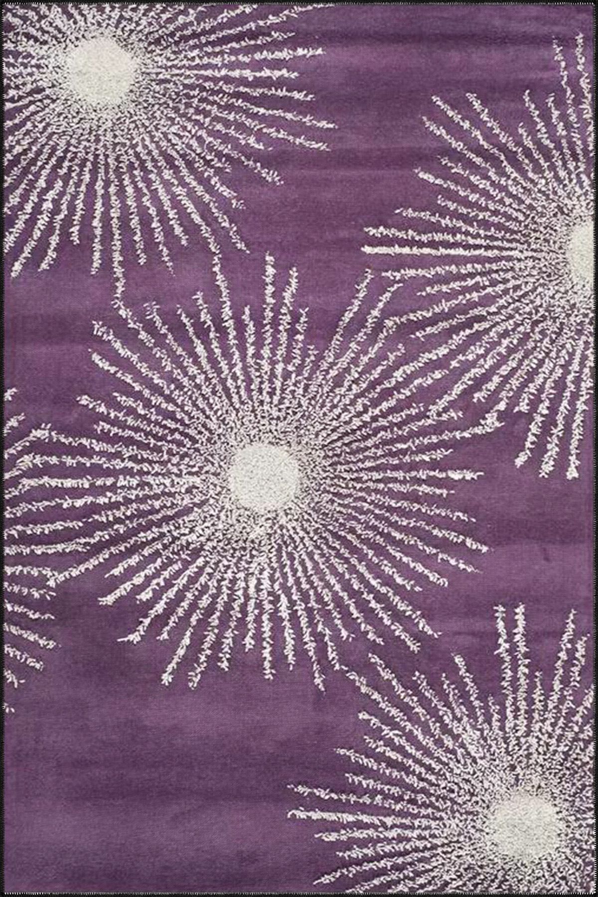 Mor Tonlu Örümcek Ağlı Geometrik Dokuma Taban Yıkanabilir Halı miravip8351