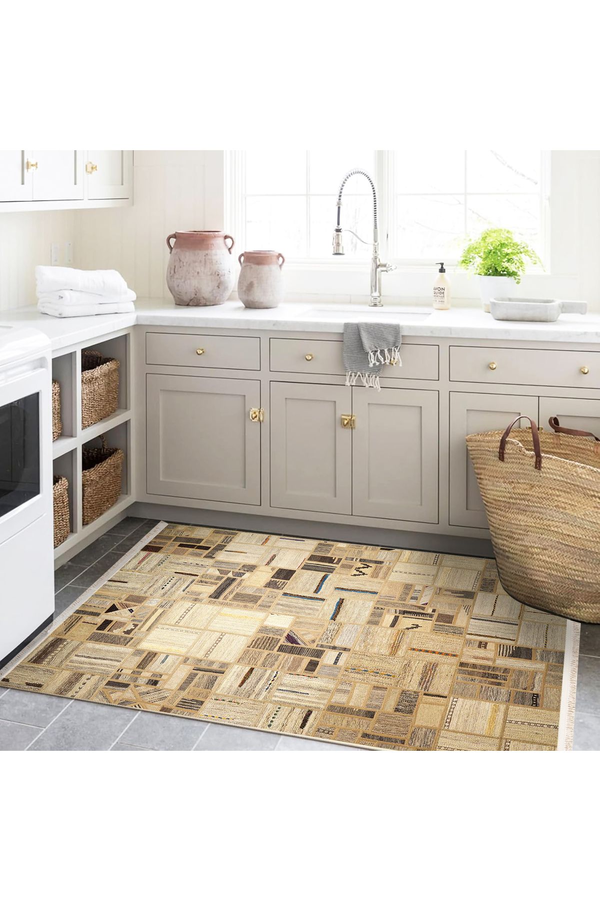 Kuzey Koleksiyonu Çok Renkli Şekiller Desenli Dokuma Taban Dekoratif Halı kuzey47