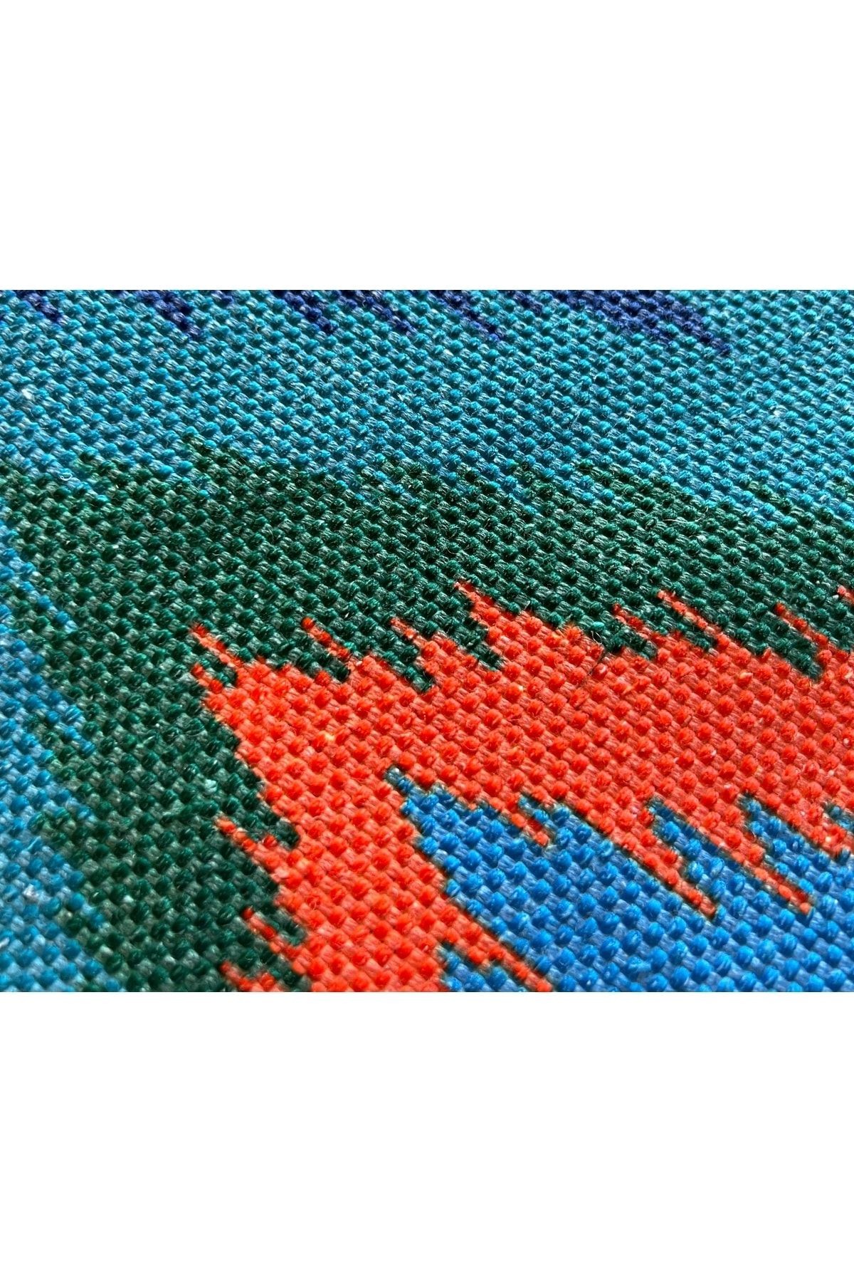Cotton Zigzag Desenli Çok Renkli Kilim 542
