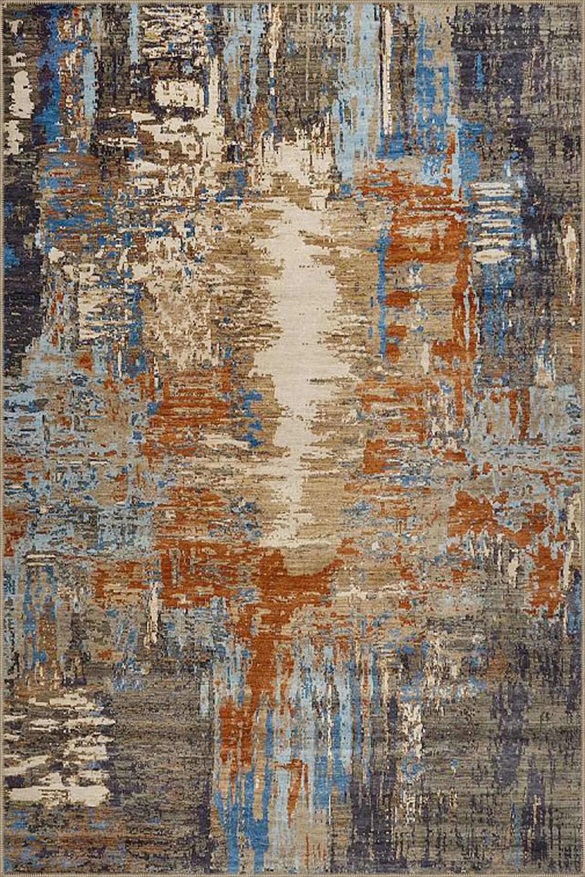 Karışık Tonlarda Etnik Desenli Dekoratif Dokuma Taban Halı miravip525