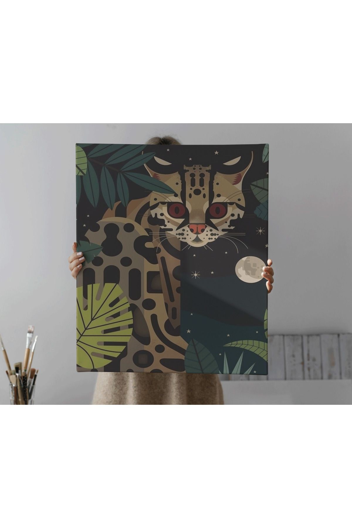 Kanvas Tablo Yavru Leopar Kedi Temalı