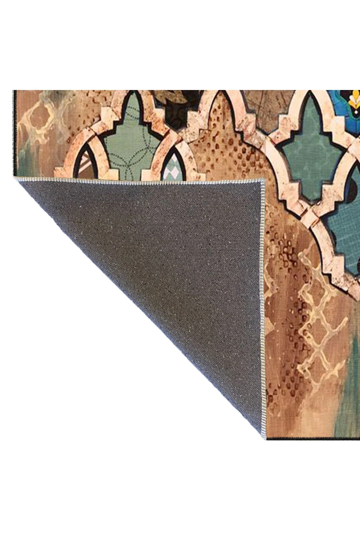 Kreatif Kahverengi Baklavalı Modern Desenli Dokuma Taban ve Dekoratif Yıkanabilir Halı miravip8643