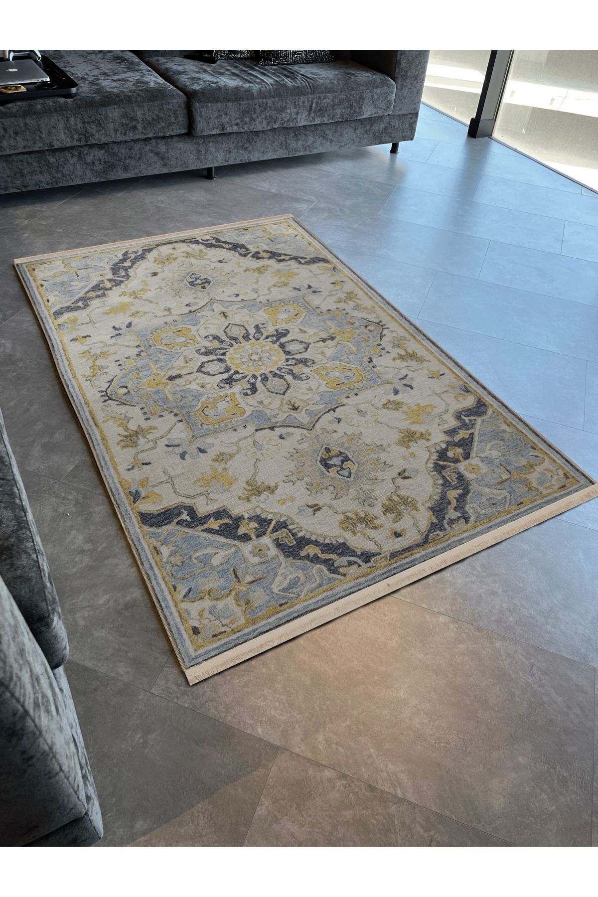 Açık Ton Çok Renkli Geleneksel Motif Etnik Desenli Kreatif Vintage Dekoratif Halı 2839
