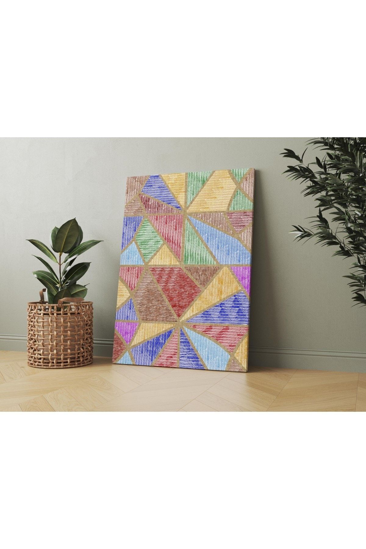 Kanvas Tablo Çok Renkli Asimetrik Desen 130