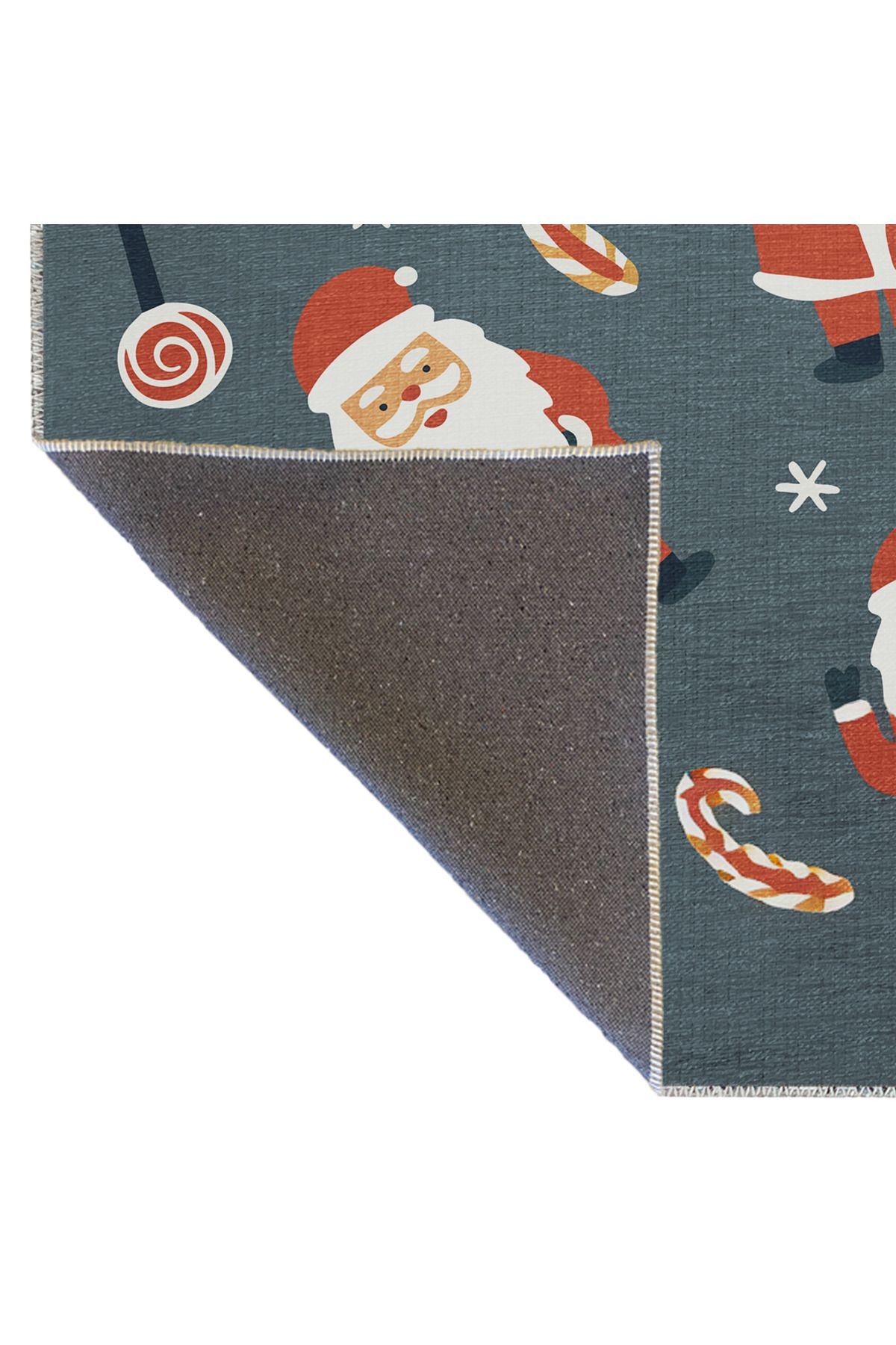Yılbaşı Temalı Çok Renkli Noel Baba Karma Süs Desenli Kreatif Modern Dekoratif Halı 2235