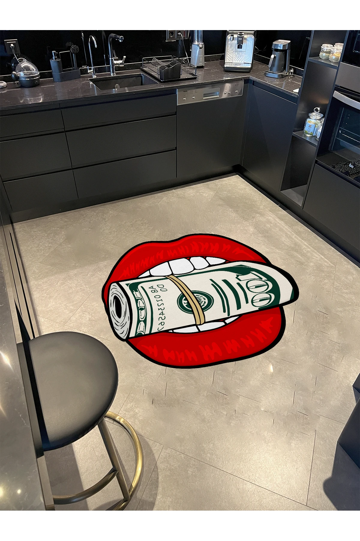 MOSSO Dudakların Arasındaki Para Desenli Dokuma Taban Modern Dekoratif Halı mosso345