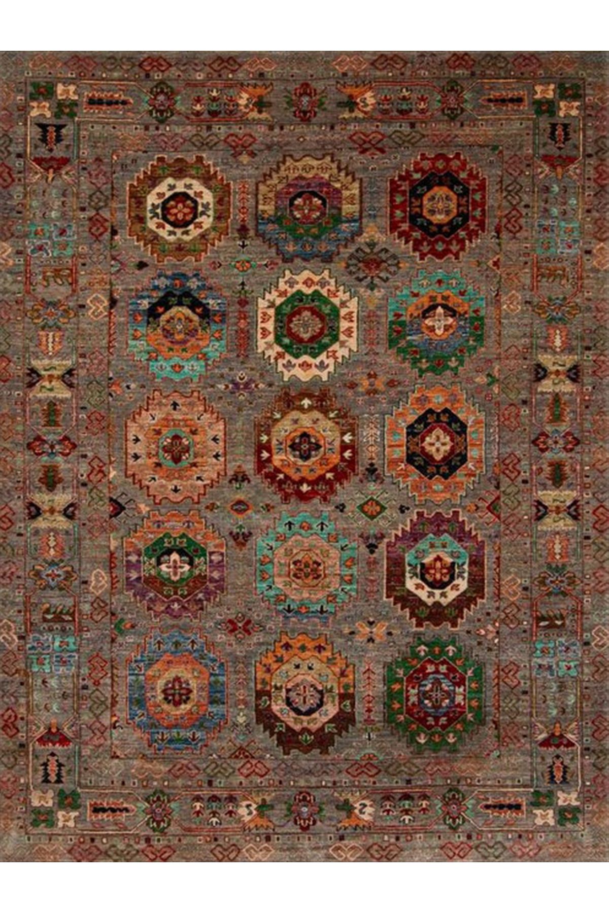 Cansu Koleksiyonu Koyu Tonlarda Geleneksel Desenli Dokuma Taban Modern Dekoratif Halı cansu11