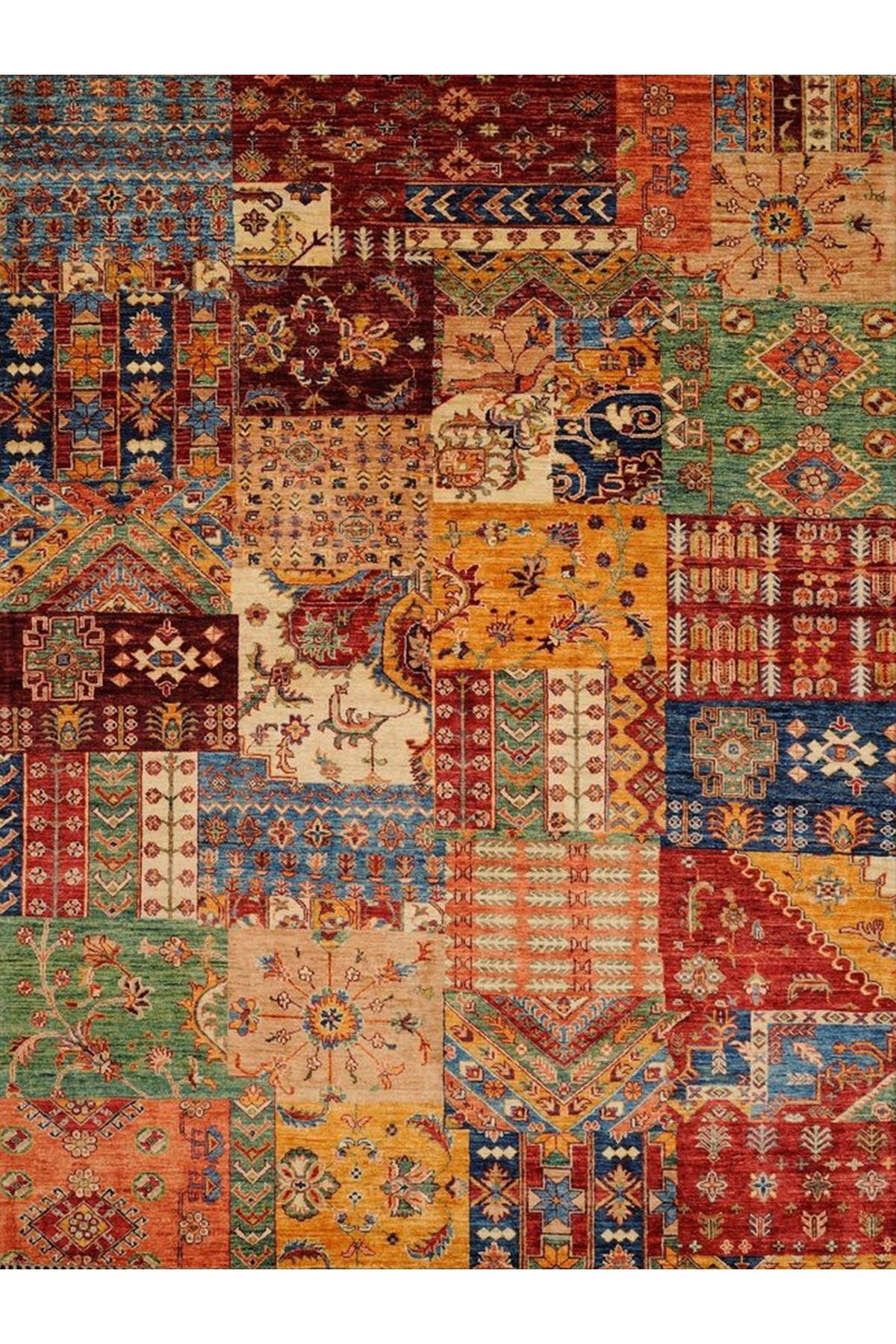 Cansu Koleksiyonu Patchwork Görünümlü Çok Renkli Dokuma Taban Modern Dekoratif Halı cansu07