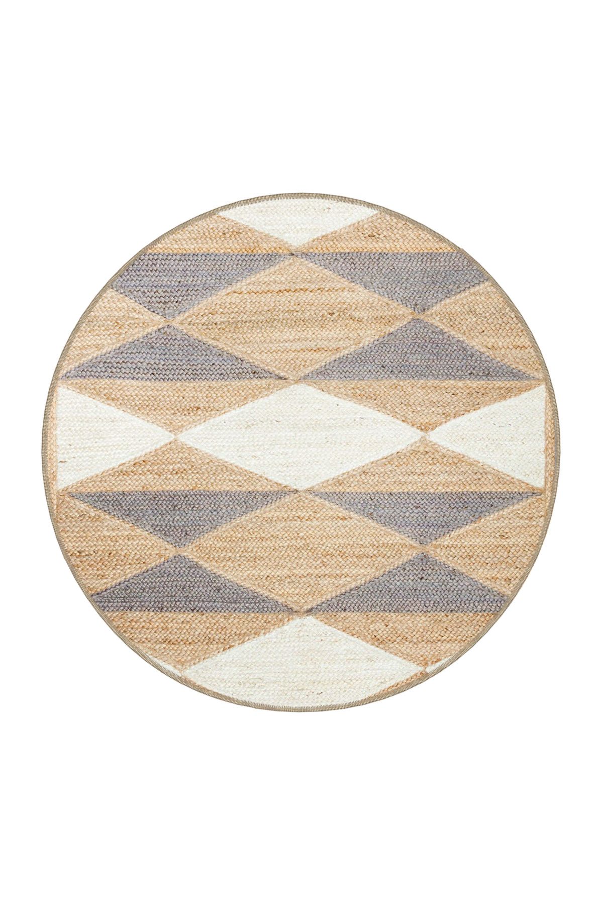 Bej Gri Temalı Üçgen Geometrik Desenli Kreatif Modern Dekoratif Halı 3895