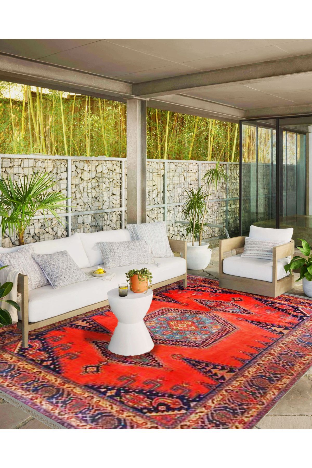 İnci Koleksiyonu Turuncu Tema Motifli Etnik Desenli Dokuma Taban Vintage Dekoratif Halı inci44