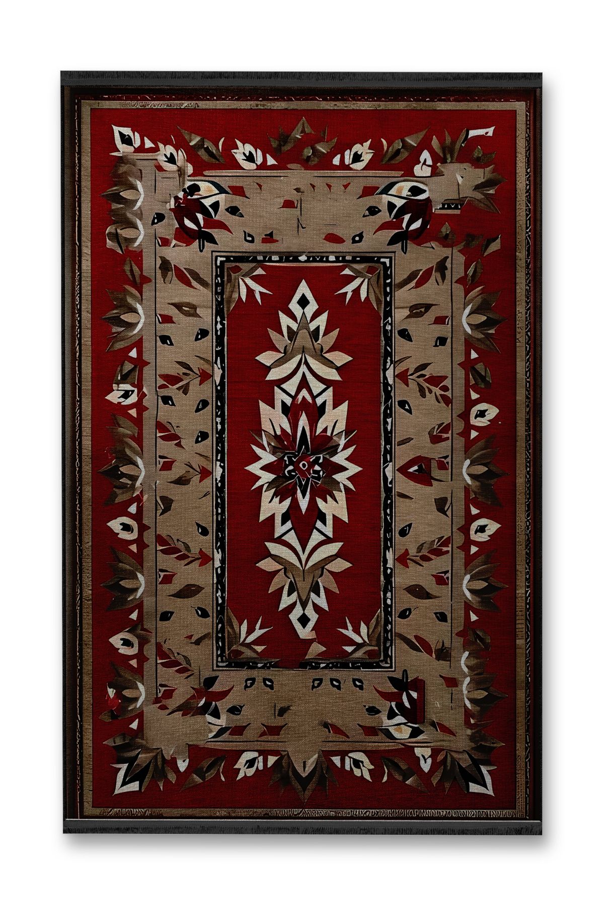 Bordo Detaylı Çok Renkli Antik Tasarım Serisi Desenli Vintage Dekoratif Halı antik20