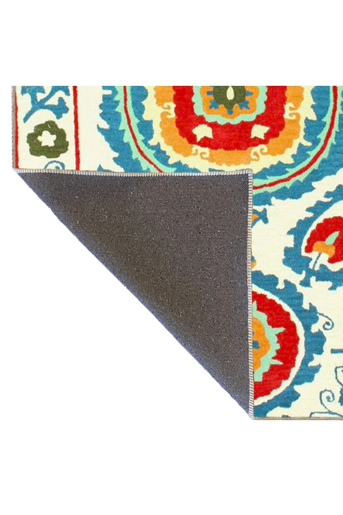 Bordürlü Krem Desenli Renkli Çiçekli Temalı Dokuma Taban Halı ve Yıkanabilir Halı miravip9850