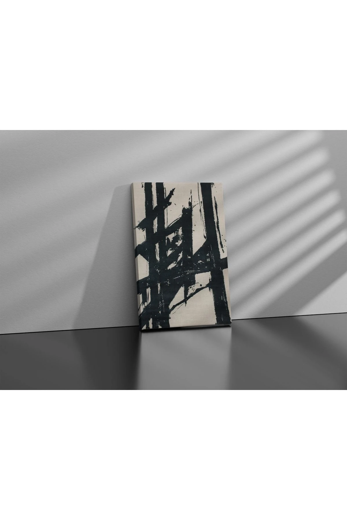 Kanvas Tablo 1180 Bej Siyah Modern Soyut Desen