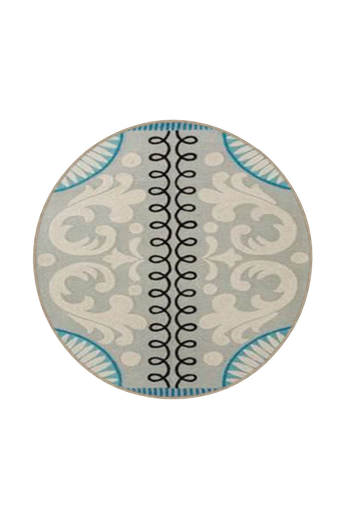 Gri Renkli Açık Tonlarda Fermuar Desenli Modern Dekoratif Halı 4460