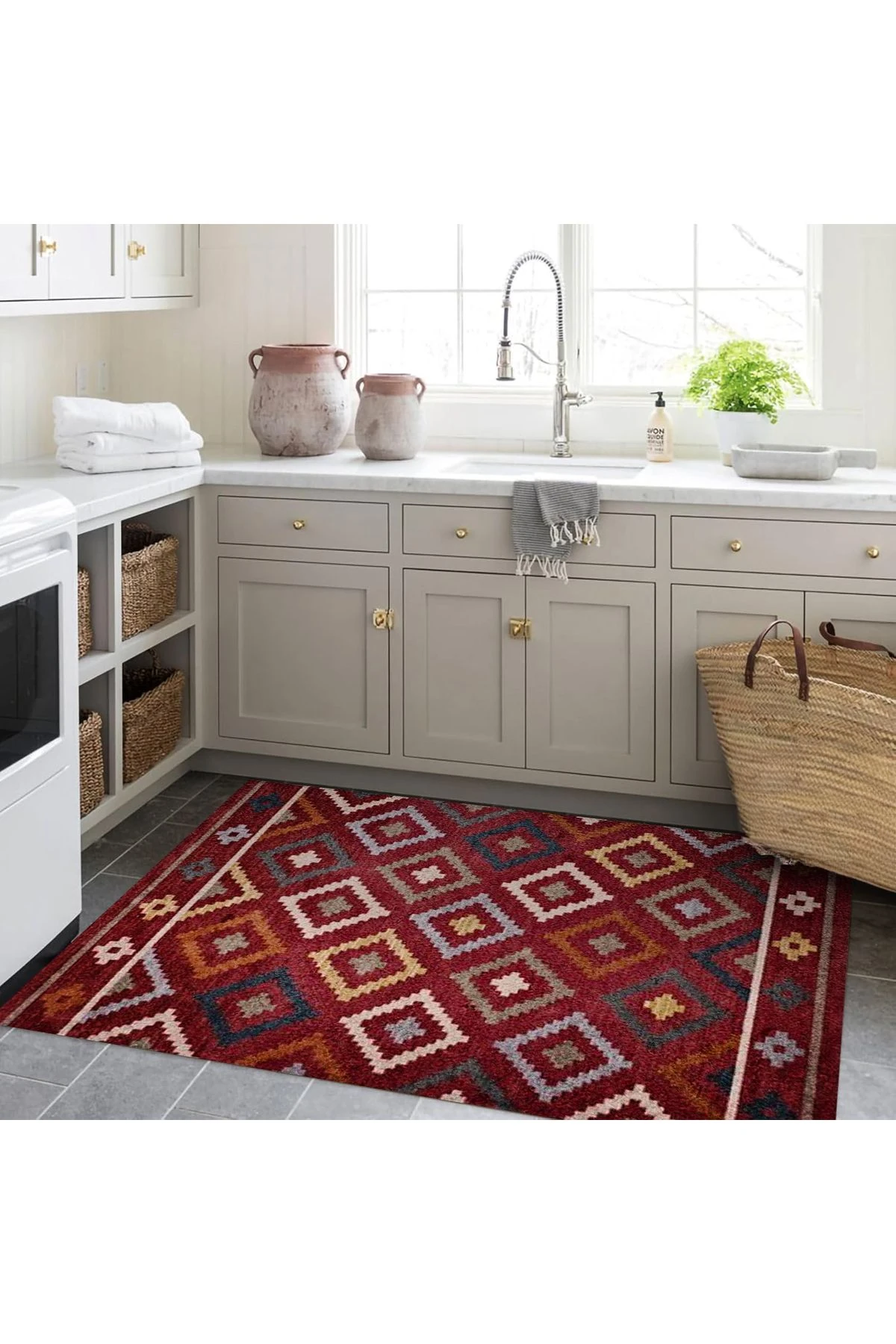 Kuzey Koleksiyonu Koyu Tonlarda Etnik Desenli Dokuma Taban Dekoratif Halı kuzey16