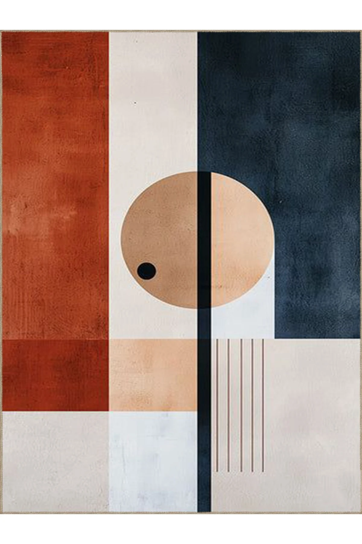 Emre Koleksiyonu Çok Renkli Karma Soyut Şekiller Desenli Dokuma Taban Modern Dekoratif Halı 48