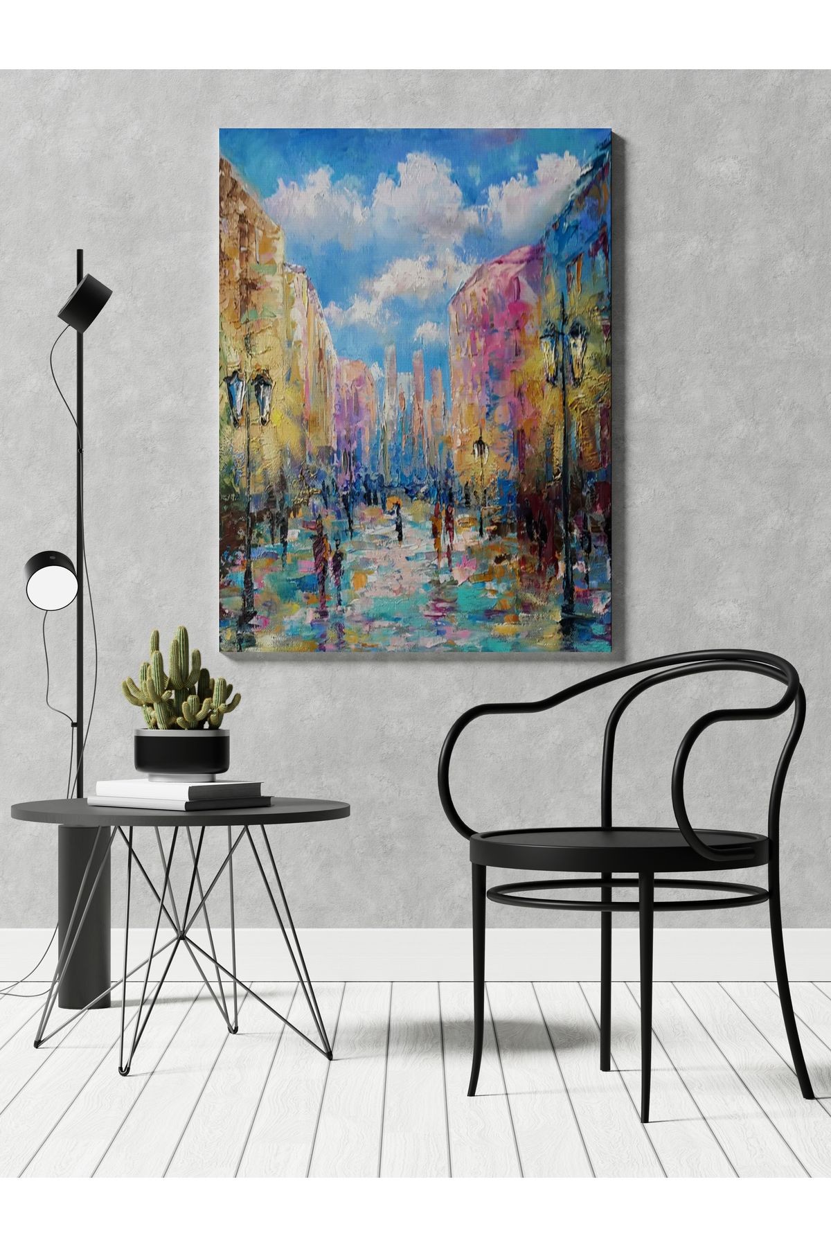 Kanvas Tablo Soyut Sokak Renkli Desenli Renkli Temalı Modern Tablo