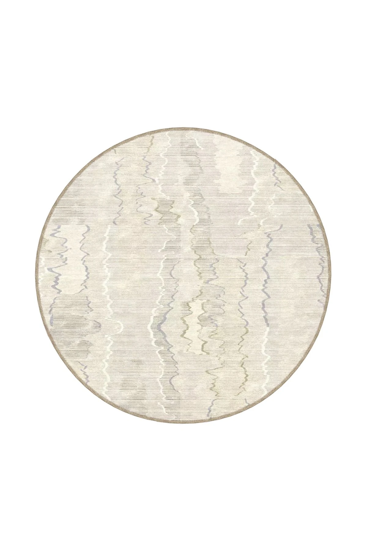 Krem Kırık Çizgili Desenli Dekoratif Halı miravip920