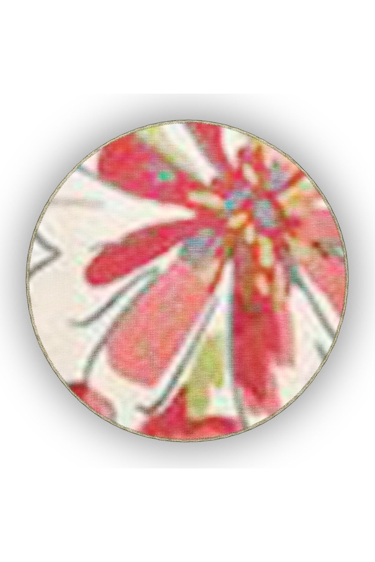 Bej Kırmızı Temalı Çiçek Desenli Kreatif Modern Dekoratif Halı 5037