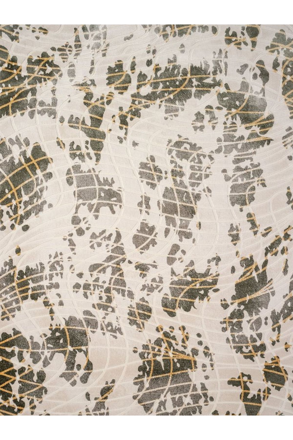 Kuzey Koleksiyonu Sarı Bej Çizgi Desenli Dokuma Taban Dekoratif Halı kuzey15