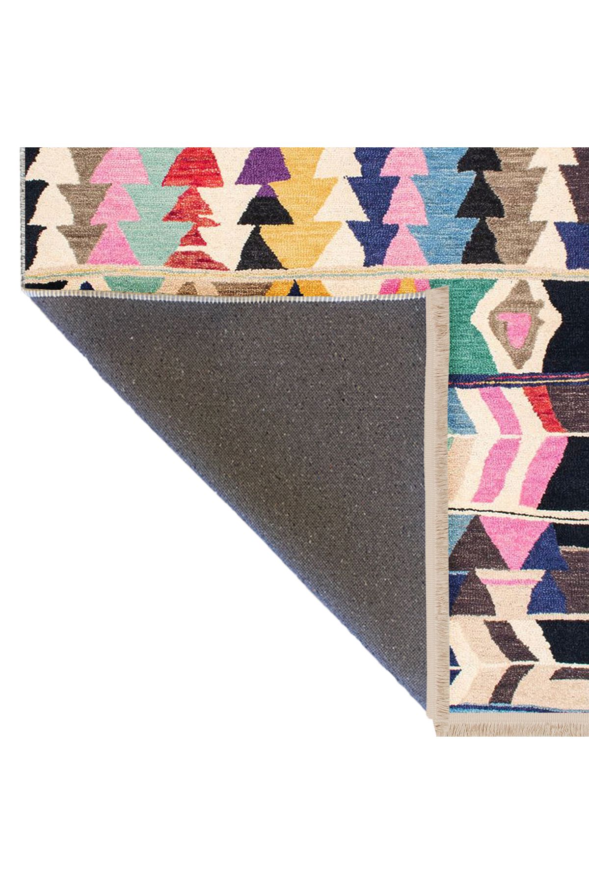 Güney Koleksiyonu Çok Renkli Karma Geometrik Şekiller Desenli Modern Dekoratif Halı 13