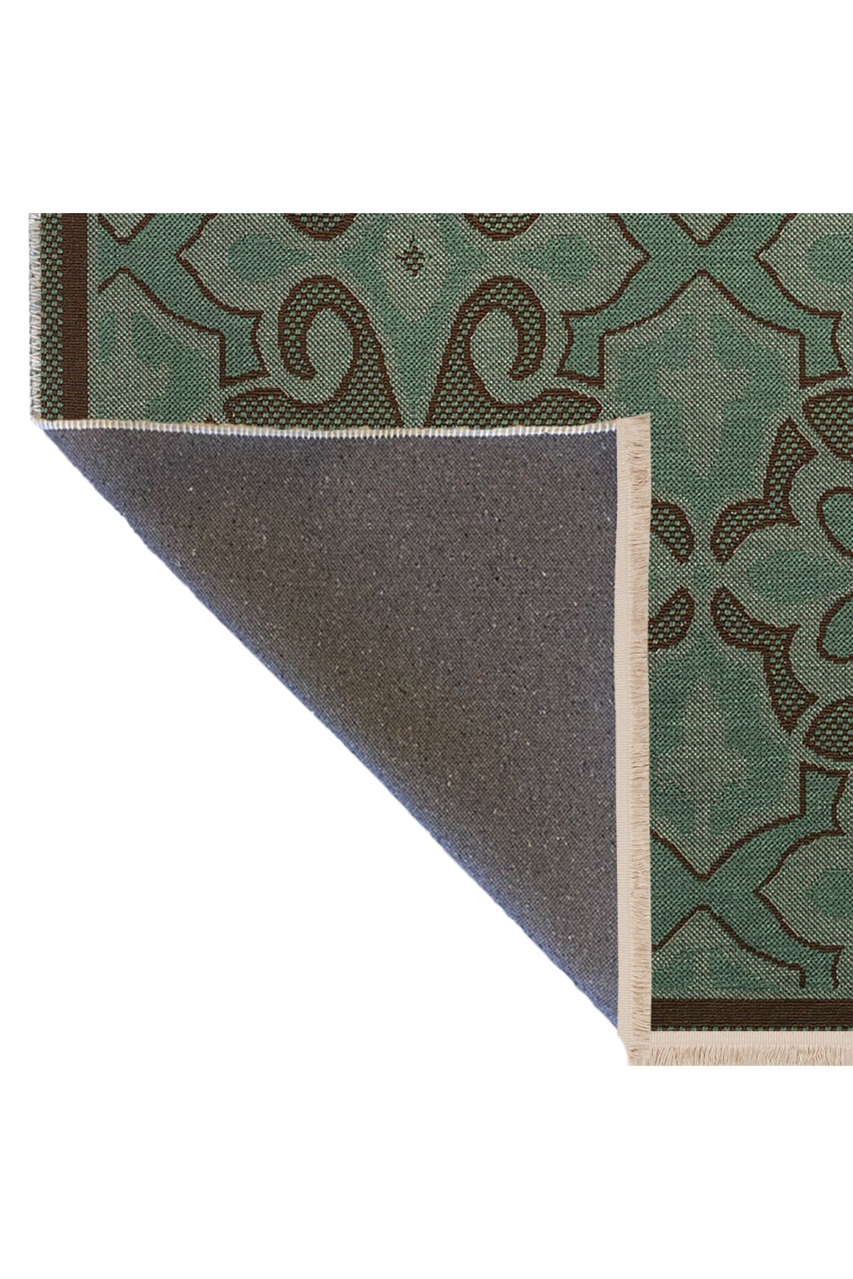 Yeşil Kahverengi Temalı Soyut Desenli Kreatif Vintage Dekoratif Halı 2958