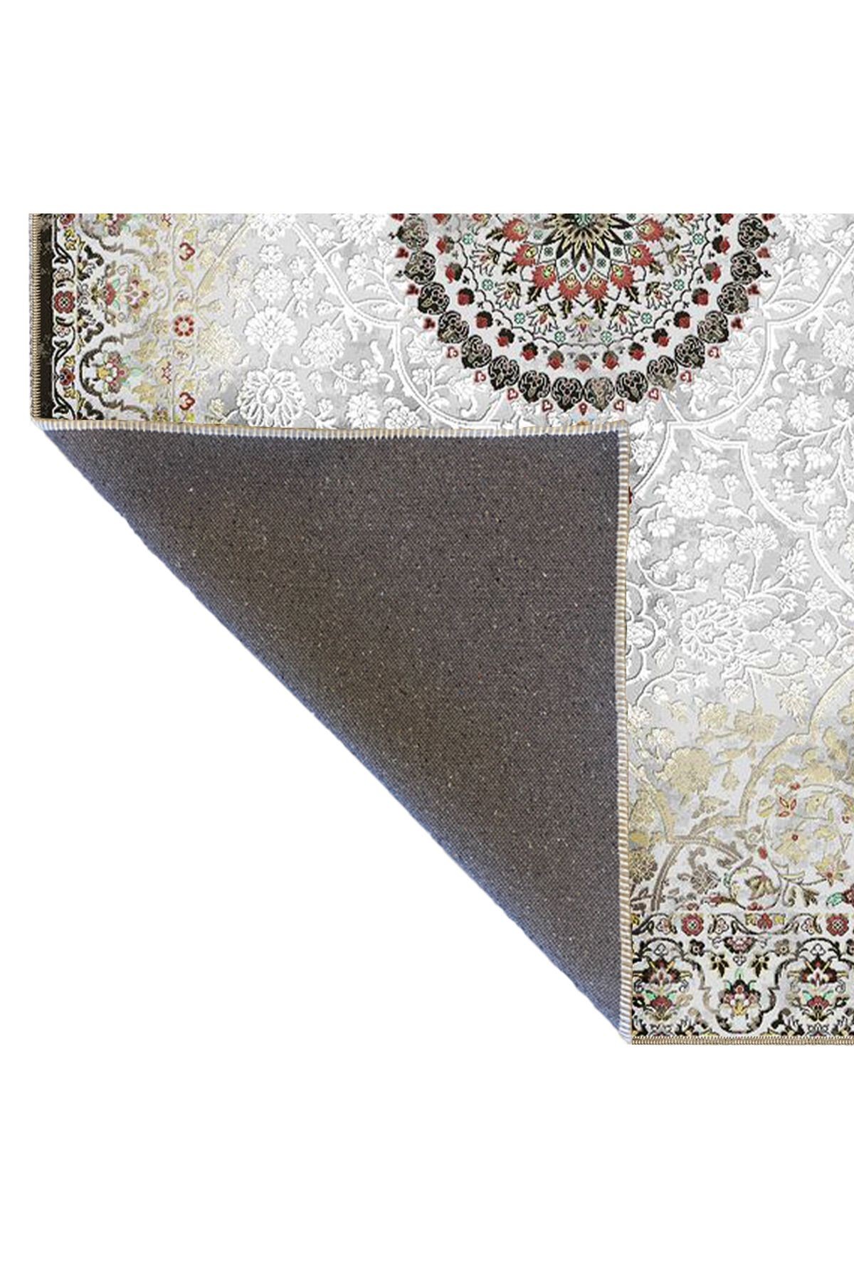 Bej Temalı Eskitme Geleneksel Motif Çiçek Desenli Vintage Dekoratif Halı 4900