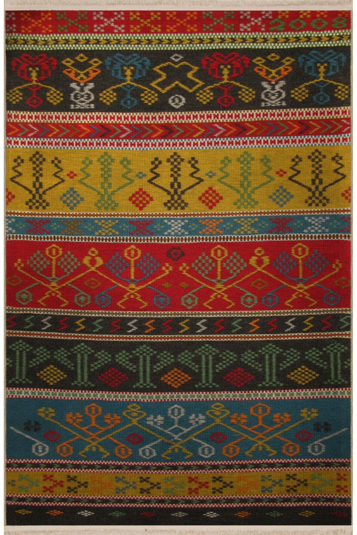 Açık Ton Çok Renkli Geleneksel Motif Desenli Vintage Dekoratif Halı 2904