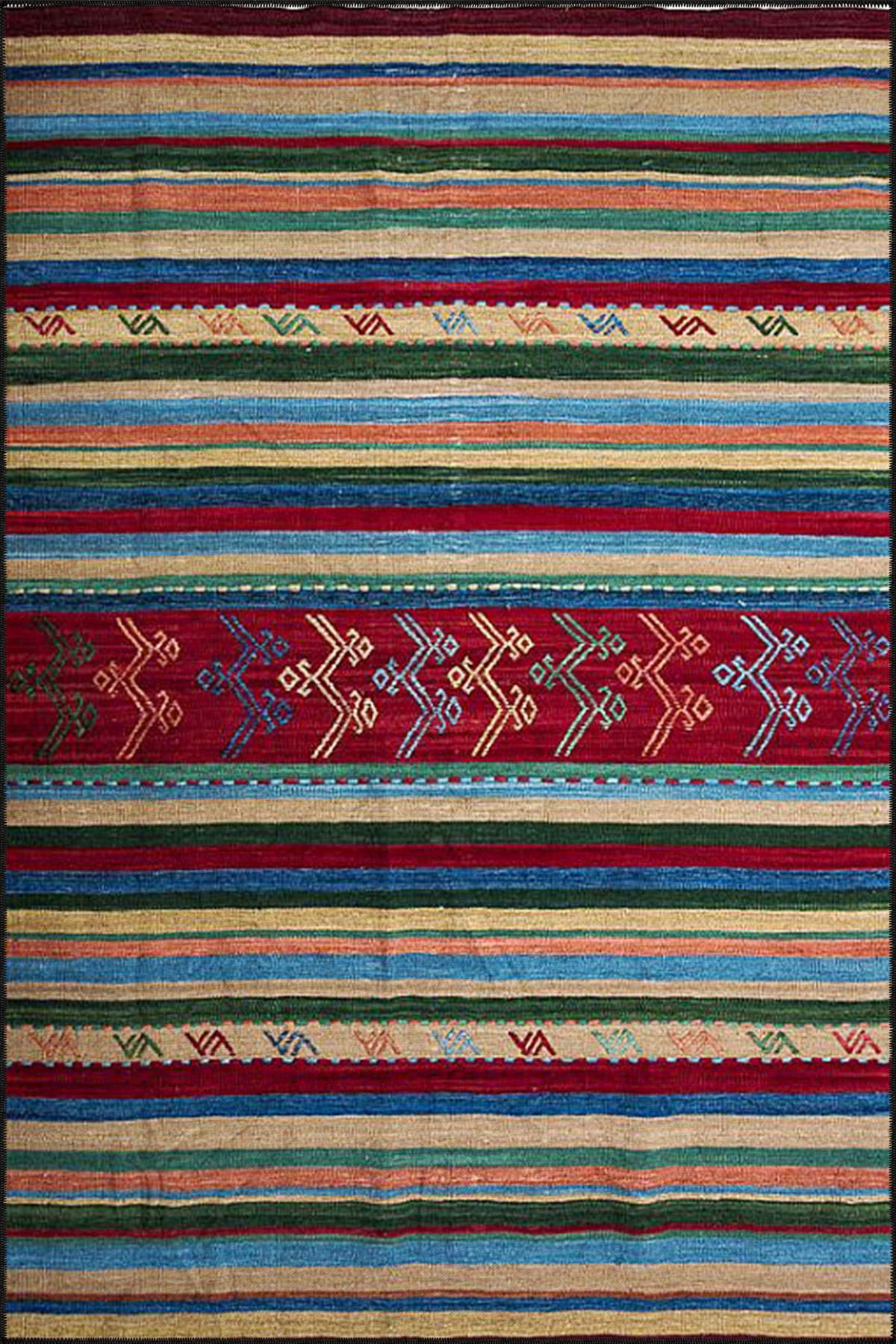 Kırmızı Renklerde Geometrik Dokuma Taban Halı miravip496