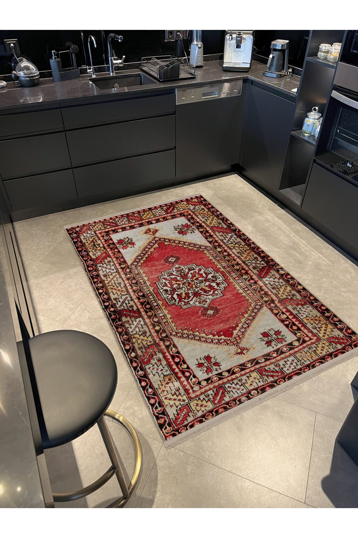 Açık Ton Çok Renkli Geleneksel Motif Desenli Kreatif Vintage Dekoratif Halı 2471