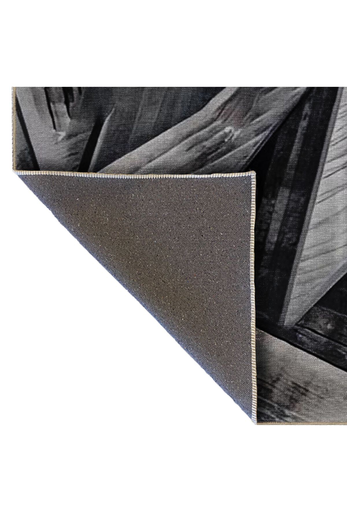 Siyah Gri Temalı Soyut Geometrik Desenli Kreatif Modern Dekoratif Halı 5284