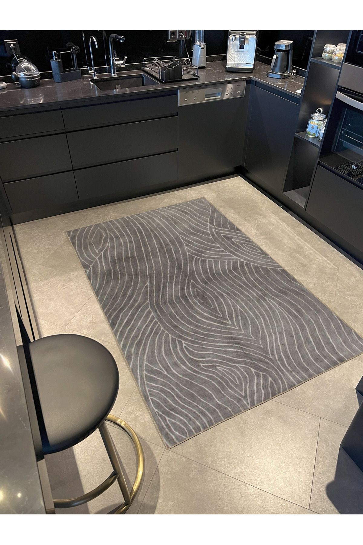 Kahverengi Renkli Çizgili Temalı Desenli Modern Dekoratif Halı ve Yıkanabilir Halı miravip9598