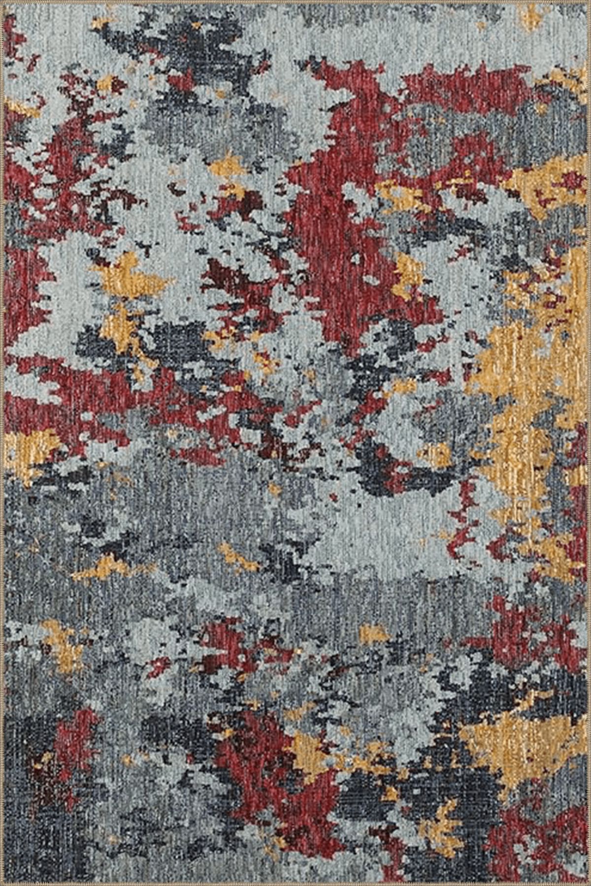 Çok Renkli Abstract Soyut Desenli Saçaklı Modern Dekoratif Halı 4602