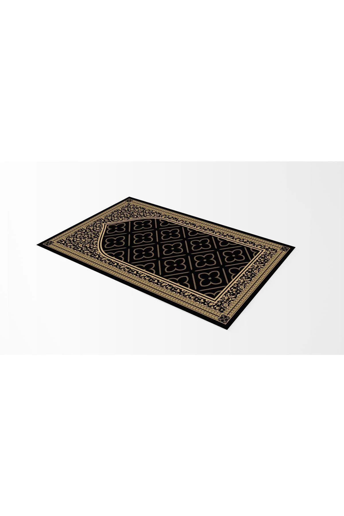 Kahverengi Çiçek Ve Geometrik Desenli Seccade 70x120