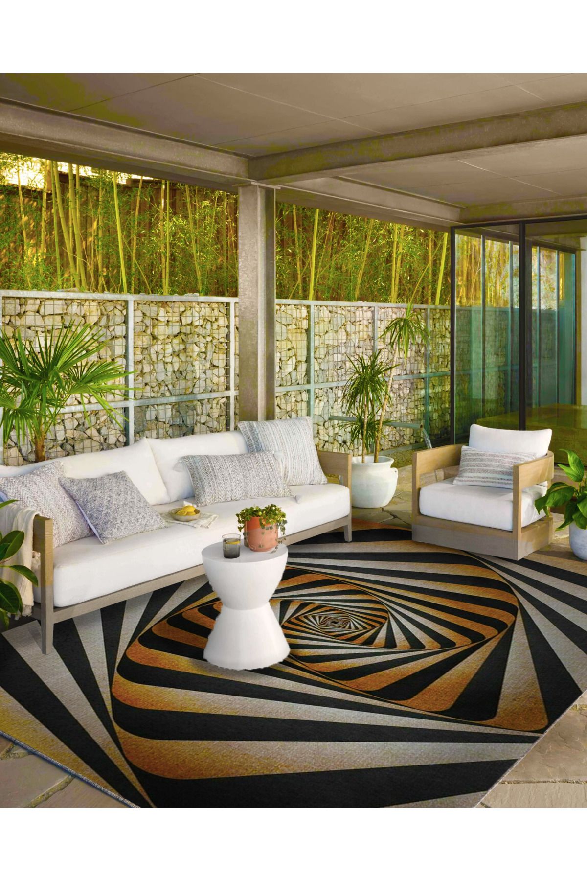 Kahverengi Siyah Sonsuz Geometrik Temalı Dekoratif Halı ve Yıkanabilir Halı miravip9726